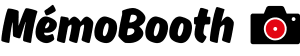Logo MémoBooth complet noir avec centre rouge